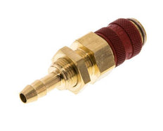 Messing DN 5 Rood Luchtkoppeling Snelkoppeling 6 mm Slangpilaar Schotkoppeling Double Shut-Off
