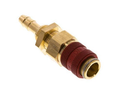 Brass DN 5 Red Air Coupling Socket 6 mm Hose Pillar Bulkhead Double Shut-Off
