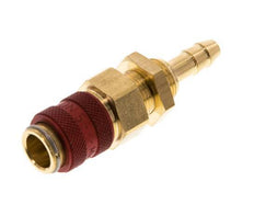 Messing DN 5 Rood Luchtkoppeling Snelkoppeling 6 mm Slangpilaar Schotkoppeling Double Shut-Off