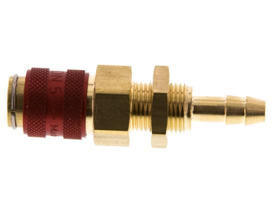 Messing DN 5 Rood Luchtkoppeling Snelkoppeling 6 mm Slangpilaar Schotkoppeling Double Shut-Off