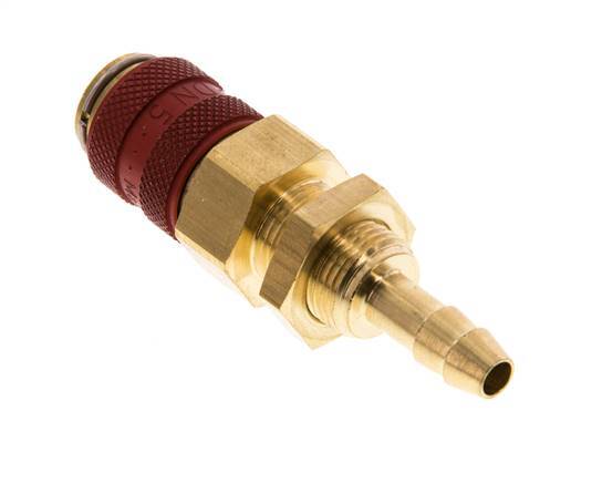 Messing DN 5 Rood Luchtkoppeling Snelkoppeling 6 mm Slangpilaar Schotkoppeling Double Shut-Off
