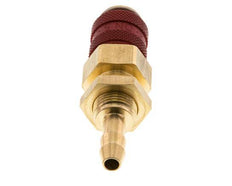 Messing DN 5 Rood Luchtkoppeling Snelkoppeling 6 mm Slangpilaar Schotkoppeling Double Shut-Off