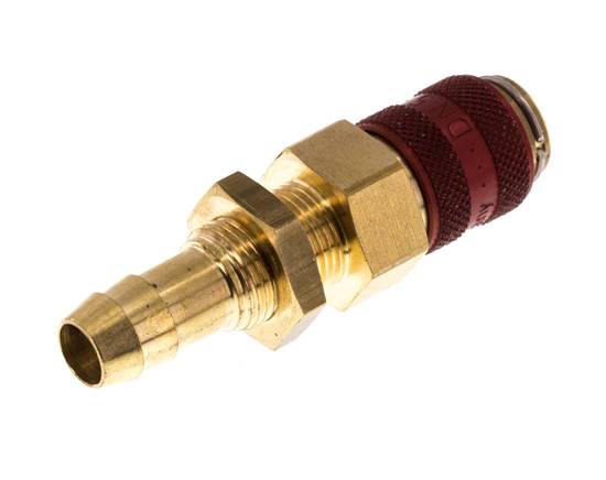 Messing DN 5 Rood Luchtkoppeling Snelkoppeling 9 mm Slangpilaar Schotkoppeling Double Shut-Off