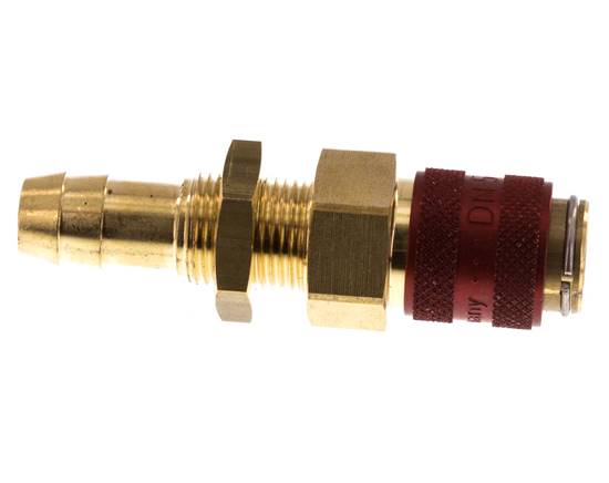 Messing DN 5 Rood Luchtkoppeling Snelkoppeling 9 mm Slangpilaar Schotkoppeling Double Shut-Off