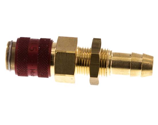 Messing DN 5 Rood Luchtkoppeling Snelkoppeling 9 mm Slangpilaar Schotkoppeling Double Shut-Off