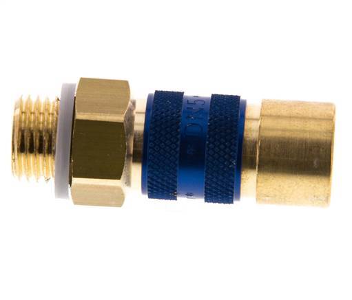Messing DN 5 Blauw-Coded Luchtkoppeling Snelkoppeling G 1/4 inch Buitendraad