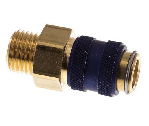 Messing DN 5 Blauw Luchtkoppeling Snelkoppeling G 1/4 inch Buitendraad Double Shut-Off