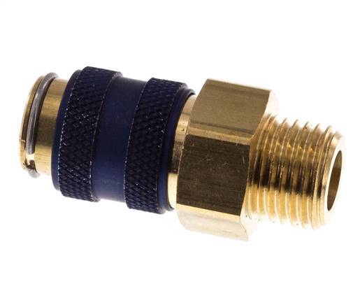 Messing DN 5 Blauw Luchtkoppeling Snelkoppeling G 1/4 inch Buitendraad Double Shut-Off