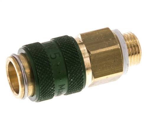 Messing DN 5 Groen Luchtkoppeling Snelkoppeling G 1/8 inch Buitendraad