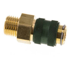 Messing DN 5 Groen Luchtkoppeling Snelkoppeling G 1/4 inch Buitendraad Double Shut-Off