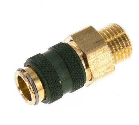 Messing DN 5 Groen Luchtkoppeling Snelkoppeling G 1/4 inch Buitendraad Double Shut-Off