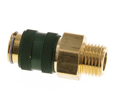 Messing DN 5 Groen Luchtkoppeling Snelkoppeling G 1/4 inch Buitendraad Double Shut-Off