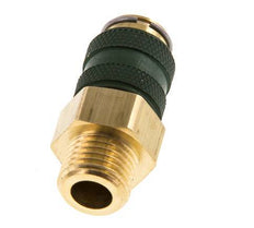 Messing DN 5 Groen Luchtkoppeling Snelkoppeling G 1/4 inch Buitendraad Double Shut-Off