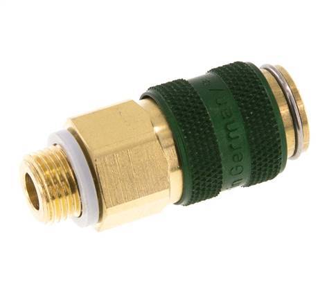 Messing DN 5 Groen Luchtkoppeling Snelkoppeling G 1/8 inch Buitendraad Double Shut-Off