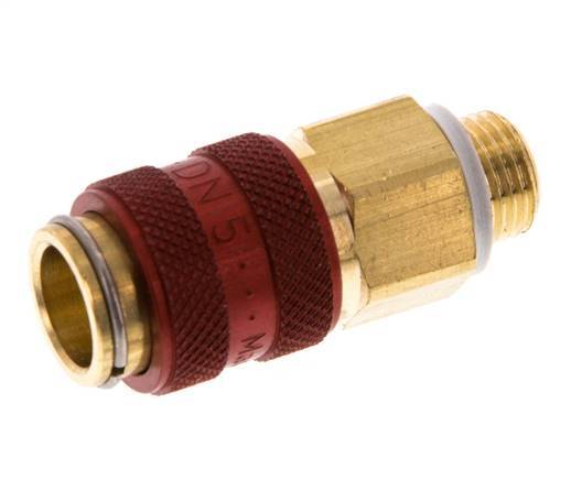 Messing DN 5 Rood Luchtkoppeling Snelkoppeling G 1/8 inch Buitendraad