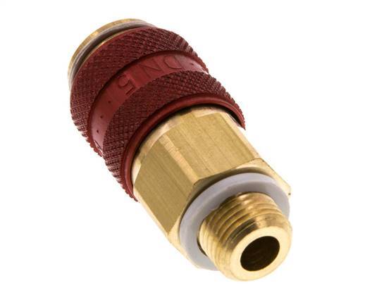 Messing DN 5 Rood Luchtkoppeling Snelkoppeling G 1/8 inch Buitendraad