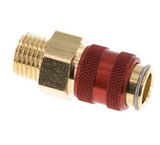 Messing DN 5 Rood Luchtkoppeling Snelkoppeling G 1/4 inch Buitendraad Double Shut-Off