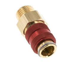 Messing DN 5 Rood Luchtkoppeling Snelkoppeling G 1/4 inch Buitendraad Double Shut-Off