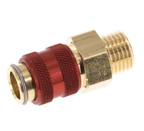 Messing DN 5 Rood Luchtkoppeling Snelkoppeling G 1/4 inch Buitendraad Double Shut-Off