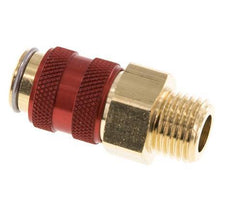 Messing DN 5 Rood Luchtkoppeling Snelkoppeling G 1/4 inch Buitendraad Double Shut-Off