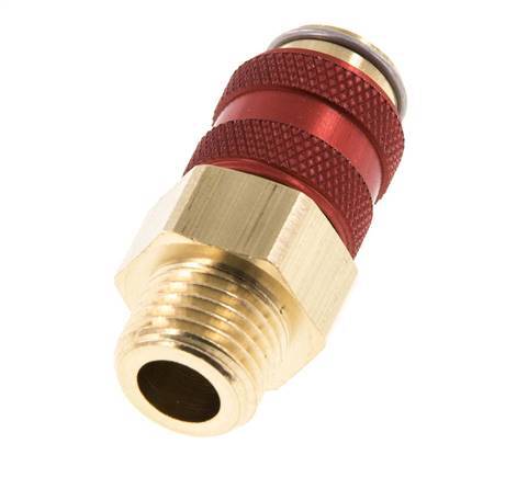 Messing DN 5 Rood Luchtkoppeling Snelkoppeling G 1/4 inch Buitendraad Double Shut-Off