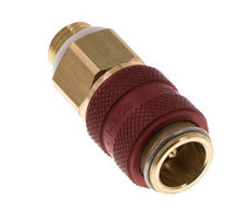 Messing DN 5 Rood Luchtkoppeling Snelkoppeling G 1/8 inch Buitendraad Double Shut-Off