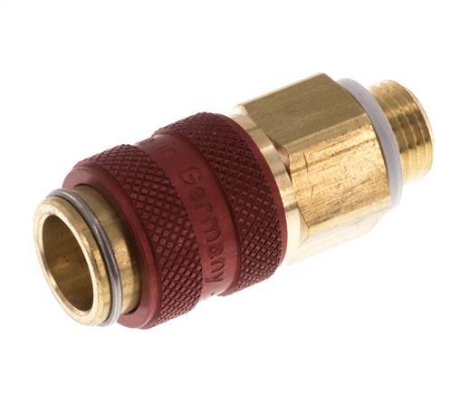 Messing DN 5 Rood Luchtkoppeling Snelkoppeling G 1/8 inch Buitendraad Double Shut-Off