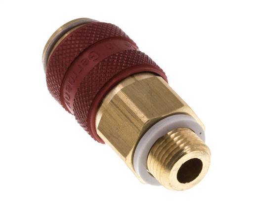 Messing DN 5 Rood Luchtkoppeling Snelkoppeling G 1/8 inch Buitendraad Double Shut-Off