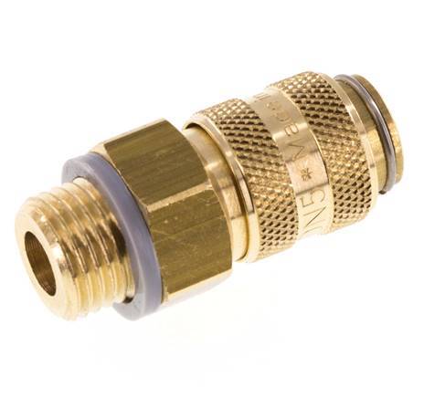 Messing DN 5 Luchtkoppeling Snelkoppeling G 1/4 inch Buitendraad Double Shut-Off