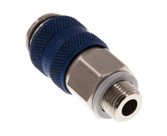 Vernikkeld Messing DN 5 Blauw Luchtkoppeling Snelkoppeling G 1/8 inch Buitendraad