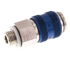 Nickel-plated Brass DN 5 Blue Air Coupling Socket G 1/8 inch Male Double Shut-Off