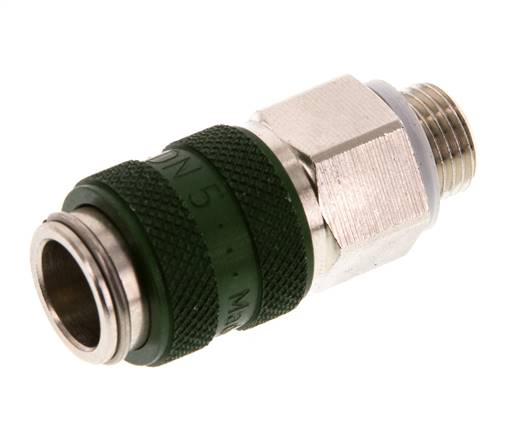 Vernikkeld Messing DN 5 Groen Luchtkoppeling Snelkoppeling G 1/8 inch Buitendraad Double Shut-Off