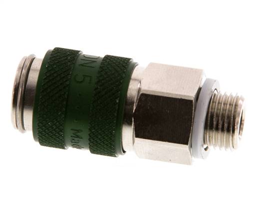 Vernikkeld Messing DN 5 Groen Luchtkoppeling Snelkoppeling G 1/8 inch Buitendraad Double Shut-Off