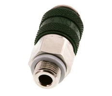 Vernikkeld Messing DN 5 Groen Luchtkoppeling Snelkoppeling G 1/8 inch Buitendraad Double Shut-Off