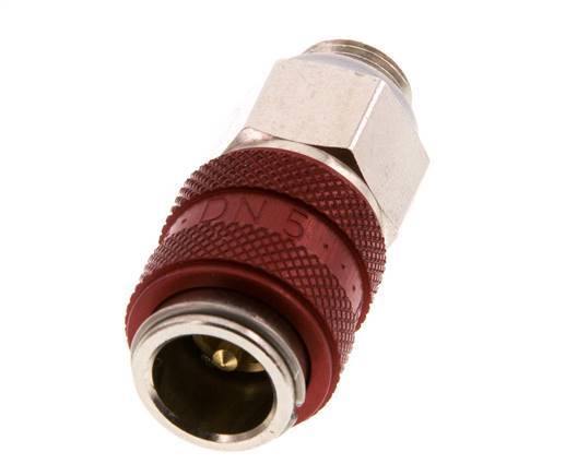 Vernikkeld Messing DN 5 Rood Luchtkoppeling Snelkoppeling G 1/8 inch Buitendraad Double Shut-Off