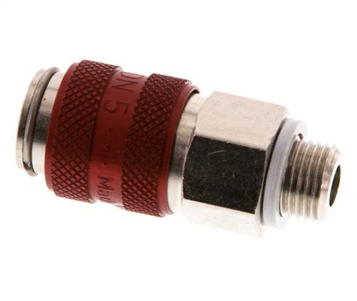 Vernikkeld Messing DN 5 Rood Luchtkoppeling Snelkoppeling G 1/8 inch Buitendraad Double Shut-Off