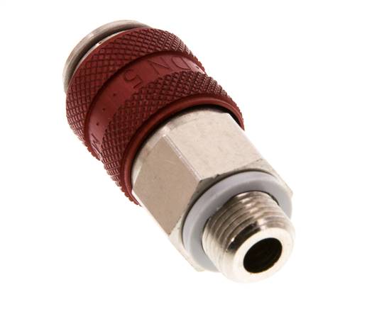 Vernikkeld Messing DN 5 Rood Luchtkoppeling Snelkoppeling G 1/8 inch Buitendraad Double Shut-Off