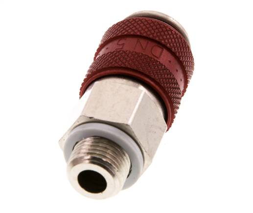 Vernikkeld Messing DN 5 Rood Luchtkoppeling Snelkoppeling G 1/8 inch Buitendraad Double Shut-Off