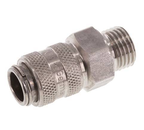 RVS DN 5 Luchtkoppeling Snelkoppeling G 1/4 inch Buitendraad Double Shut-Off