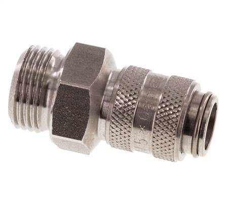 RVS DN 5 Luchtkoppeling Snelkoppeling G 3/8 inch Buitendraad Double Shut-Off