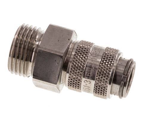 RVS 316L DN 5 Luchtkoppeling Snelkoppeling G 3/8 inch Buitendraad Double Shut-Off