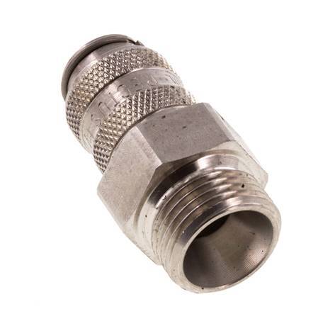 RVS 316L DN 5 Luchtkoppeling Snelkoppeling G 3/8 inch Buitendraad Double Shut-Off
