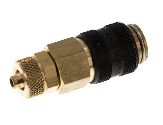 Messing DN 5 Zwart Luchtkoppeling Snelkoppeling 4x6 mm Push-On Double Shut-Off