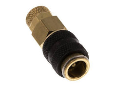 Brass DN 5 Black Air Coupling Socket 4x6 mm Union Nut Double Shut-Off