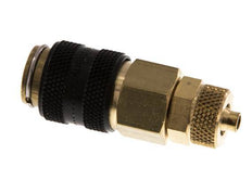 Messing DN 5 Zwart Luchtkoppeling Snelkoppeling 4x6 mm Push-On Double Shut-Off