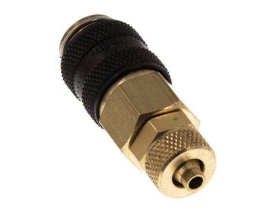 Messing DN 5 Zwart Luchtkoppeling Snelkoppeling 4x6 mm Push-On Double Shut-Off