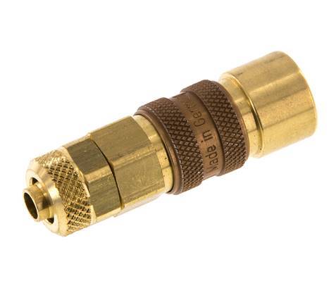 Messing DN 5 Bruin Luchtkoppeling Snelkoppeling 6x8 mm Push-On