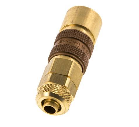 Messing DN 5 Bruin Luchtkoppeling Snelkoppeling 6x8 mm Push-On