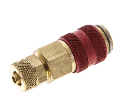 Messing DN 5 Rood Luchtkoppeling Snelkoppeling 4x6 mm Push-On