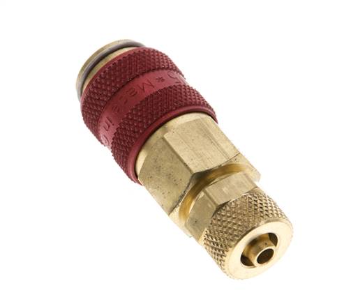 Messing DN 5 Rood Luchtkoppeling Snelkoppeling 4x6 mm Push-On